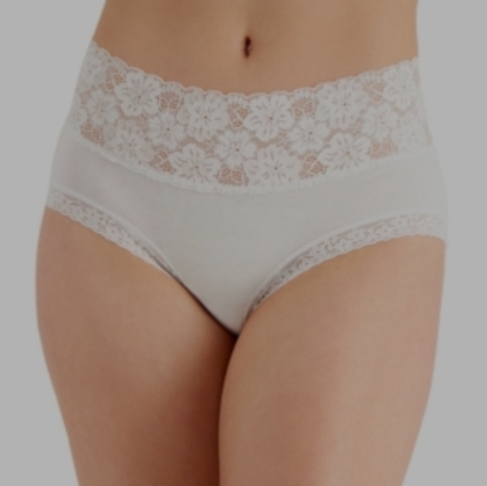 Jenni Women's High Waist Hipster Underwear XXXL 3XL White Lace-Trim